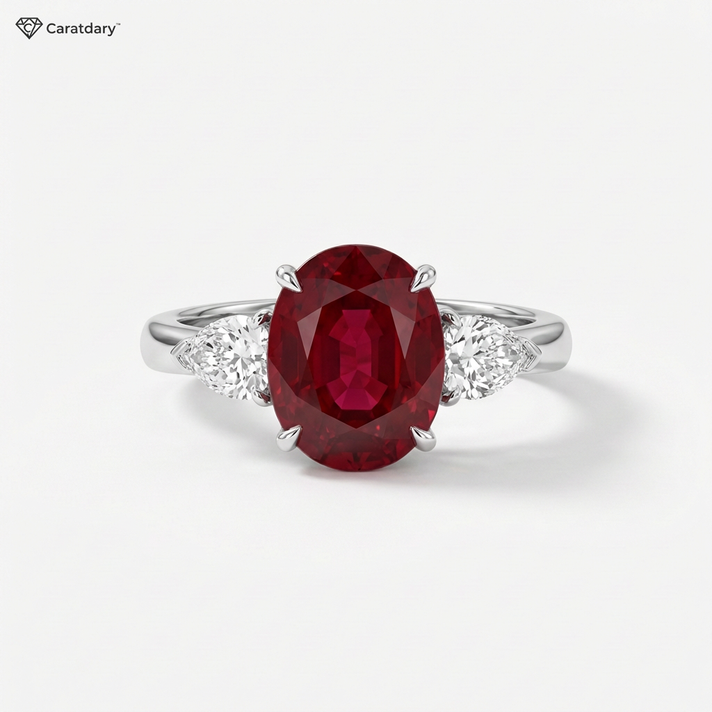 Caratdary™ Crimson Aurora Oval Statement Ring