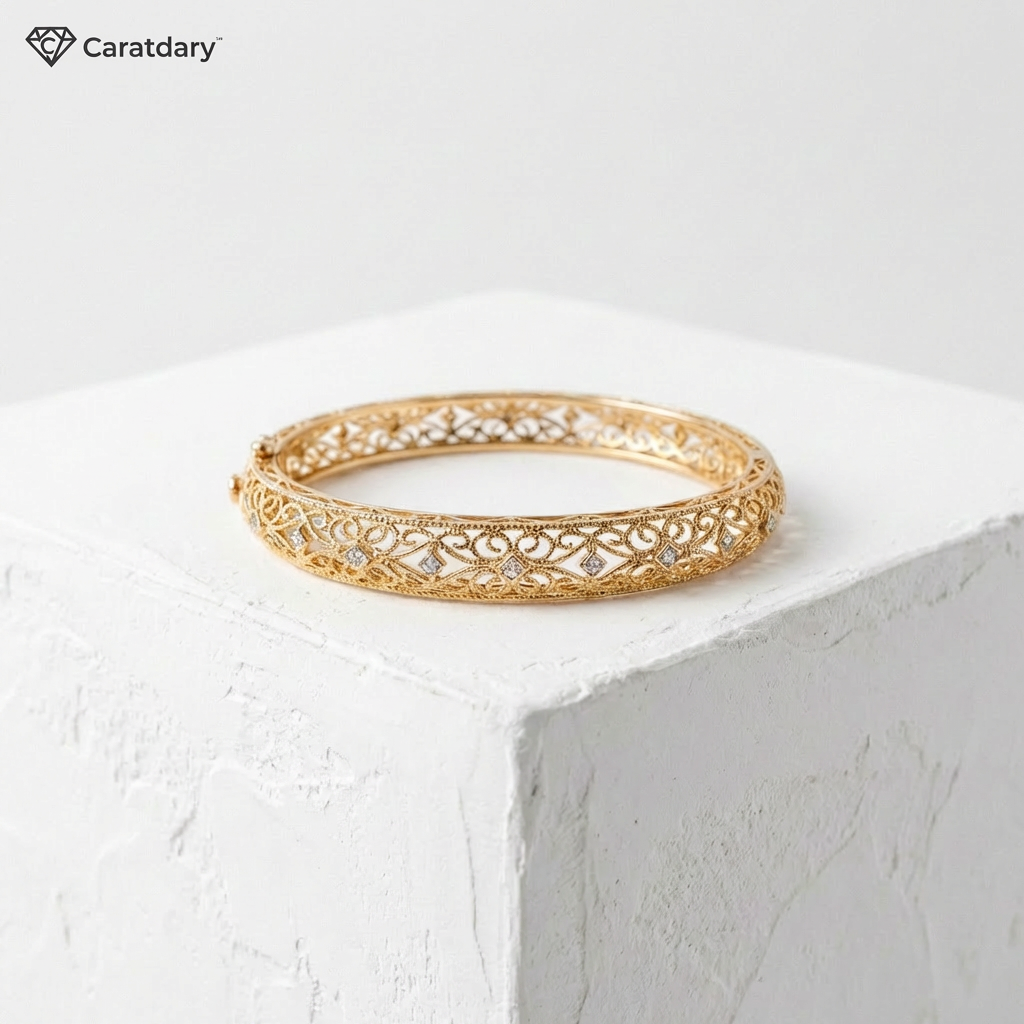 Caratdary™ Aurora Filigree Gold Bangle