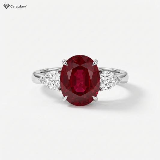 Caratdary™ Crimson Aurora Oval Statement Ring